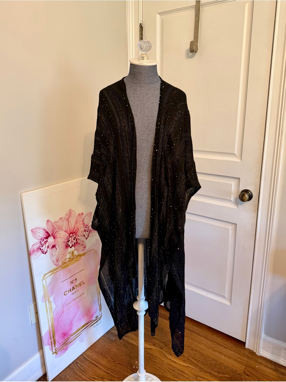 Free People Black and gold sequin day dream kimono